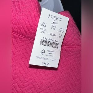 NWT J. Crew Hot Pink top with brass snap buttons on the sides at the bottom XS